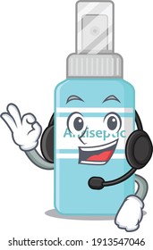 Antiseptic caricature in character concept wearing headphone