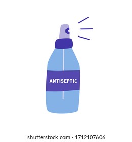 Antiseptic cartoon vector icon. Hand drawn in trendy doodle style - sanitizer. Colorful illustration Isolated on white background.