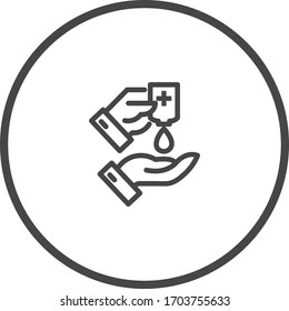 Icono de línea vectorial de color oscuro antiséptico