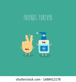 antiseptic disinfectant wash hand friends forever COVID-19 medical equipment and pharmacy