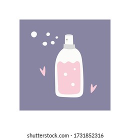 Antiseptic in the form of spray in scandinavian style. Unique hand drawn nursery poster. Modern vector illustration.