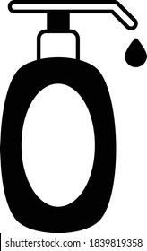 Vector de concepto de botella de gel antiséptico Diseño de icono de glifo, Sanitización del espacio vivo y Símbolos de desinfección sobre fondo blanco, gotas anti-coronavirus Concepto