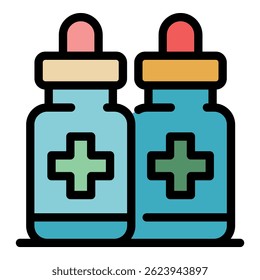 Antiseptic gel icon. Outline antiseptic gel vector icon color flat isolated