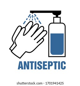 antiseptic and gloves sign vector