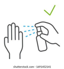 Antiseptic for hands color line icon, wash and hygiene, antibacterial spray sign, vector graphics, a linear pattern on a white background, eps 10