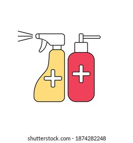Antiseptic for hands and disinfectant spray. Simple vector icon, filled outline.