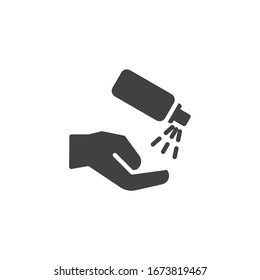 Antiséptico para el icono del vector de manos. signo plano relleno para concepto móvil y diseño web. spray antibacteriano para las manos icono de glifo. Símbolo de higiene, ilustración del logotipo. Gráficos vectoriales