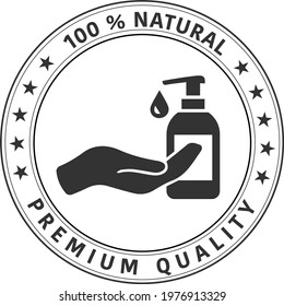 Antiseptic icon, hand sanitizers. Alcohol rub sanitizers kill most bacteria from hands and stop viruses. Sanitizer bottle, wall mounted container, liquid soap icon - stock vector