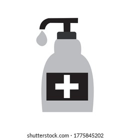 Antiseptic icon - sanitizer bottle inside protection
