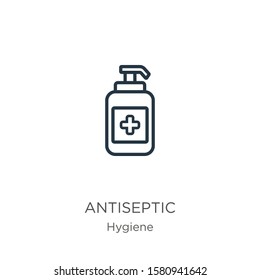 Antiseptic icon. Thin linear antiseptic outline icon isolated on white background from hygiene collection. Line vector sign, symbol for web and mobile