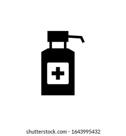 Vector de icono antiséptico en forma plana negra aislado en fondo blanco