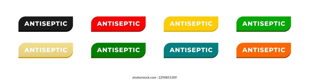 Antiseptic label vector or Antiseptic mark vector isolated in flat style. Best Antiseptic label vector for product packaging design element. Simple Antiseptic sign vector isolated.