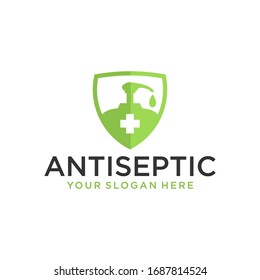 Antiseptic logo.
With a cross medical icon that illustrates the prevention of virus / bacterial outbreaks.
Logo depicting prevention and maintaining health.