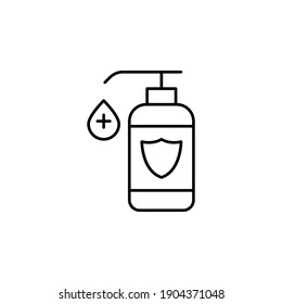 Antiseptic, shield, drop flat vector icon in water pack
