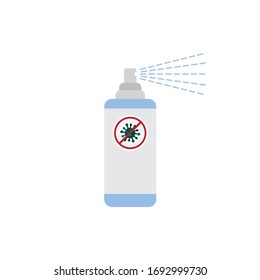 Antiseptic spray, antibacterial hand sanitizer bottle, medical hygiene vector icon