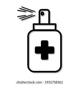 antiseptic spray icon. Covid-19, 2019-nCoV in China, Wuhan. Isolated on white background. Vector illustration. Sign or symbol