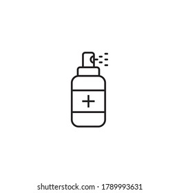 Antiseptic Spray Icon Vector in Trendy Outline Style. Sanitizer Symbol Illustration. Editable Stroke
