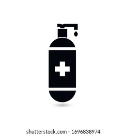 Antiseptic vector icon Hygiene Virus hand care. Black shape silhouette sign. Washing hands, anti bacterial soap, use sanitary antiseptic. Flat design illustration