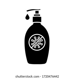 Icono vector antiséptico Higiene Virus cuidado manual. Lavarse las manos, jabón antibacteriano, usar antiséptico sanitario. Diseño plano. ilustración vectorial. Pasos 10
