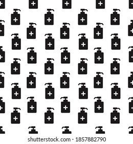 Antiseptic vector icon. Hygiene Virus hand care. Black shape silhouette sign. Seamless pattern