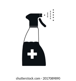 Antiseptic vector icon Hygiene Virus hand care. Black shape silhouette sign. Flat design illustration