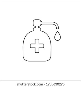 Antiseptic vector line icon Hygiene Virus hand care. Flat design illustration