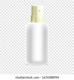 Antiseptic vector realistic sprayer blank bottle, healthcare medical illustration isolated on transparent background.