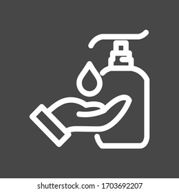 Antiseptic white colored vector line icon with dark background