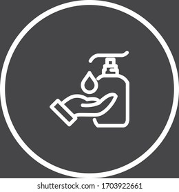 Antiseptic white colored vector line icon with dark background