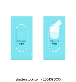Antiseptic Wipes. Disinfection Concept. Wet Wipe On White Background, Vector Illustration