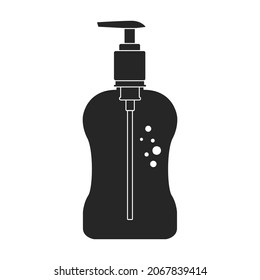 Icono vectorial de jabón iquido antiséptico.Icono vector negro aislado en jabón líquido antiséptico de fondo blanco.