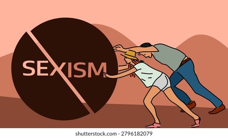 anti-sexism , color vector illustration