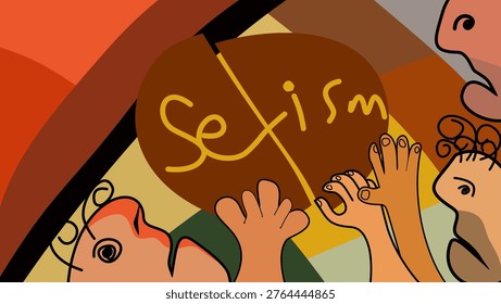 Anti-sexism illustration, flat vector color illustration