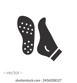 anti-slip socks icon, silicone antislip surface, non slip sole, thin line symbol, vector illustration eps 10