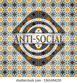Anti-social arabesque badge. arabic decoration.