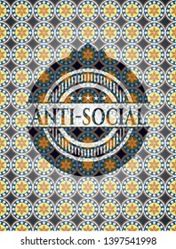 Anti-social arabic style badge. Arabesque decoration.