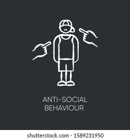 Anti  social behaviour chalk icon  Harassment   bullying  Teenager depression  Agressive public  Anxiety   loneliness  Isolation  Mental disorder  Isolated vector chalkboard illustration