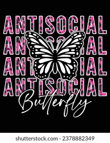 Antisocial butterfly colorful pattern design