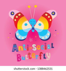 anti-social butterfly t shirt design