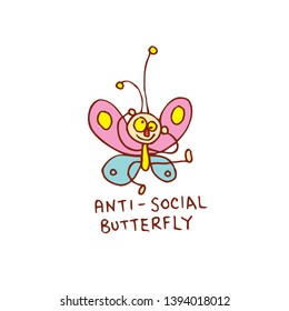 anti-social butterfly t shirt design