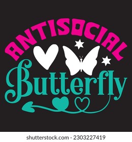 Antisocial Butterfly T-shirt Design Vector File