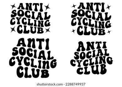 Anti-Social Cycling club Retro wavy bundle T-shirt designs