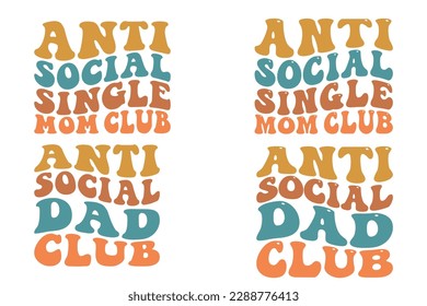 Anti-social dad and mom club bundle retro SVG t-shirt designs