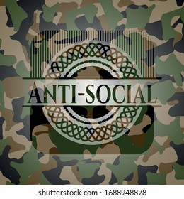 Anti-social on camouflaged texture. Vector Illustration. Detailed.