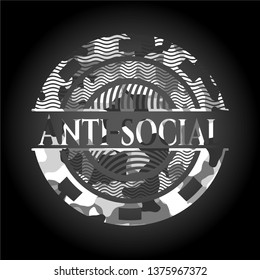 Anti-social on grey camo pattern