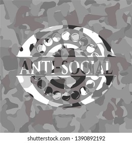 Anti-social on grey camo pattern