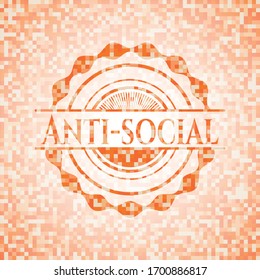 Anti-social orange mosaic emblem with background