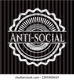 Anti-social silver shiny badge. Vector Illustration. Mosaic.