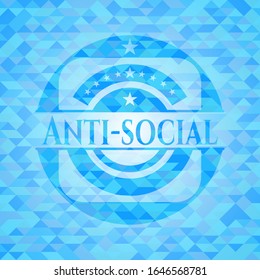 Anti-social sky blue emblem with mosaic background