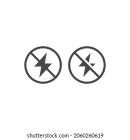 Antistatic Black Vector Icon. No Electricity Glyph Symbol.